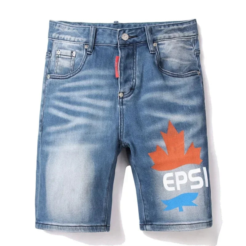 New Summer Italian High Street Style Denim Jeans Shorts