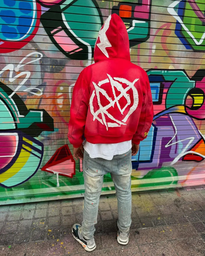 Hip-hop Punk Trend Streetwear Retro Zipper Hoodie Men Casual Oversized Sweatshirts