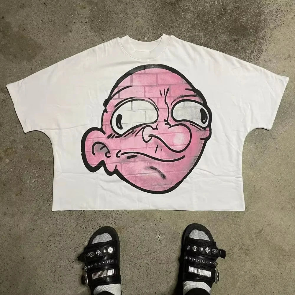 2025 High Street Top Cartoon Devil T-Shirt Oversize Gothic Streetwear