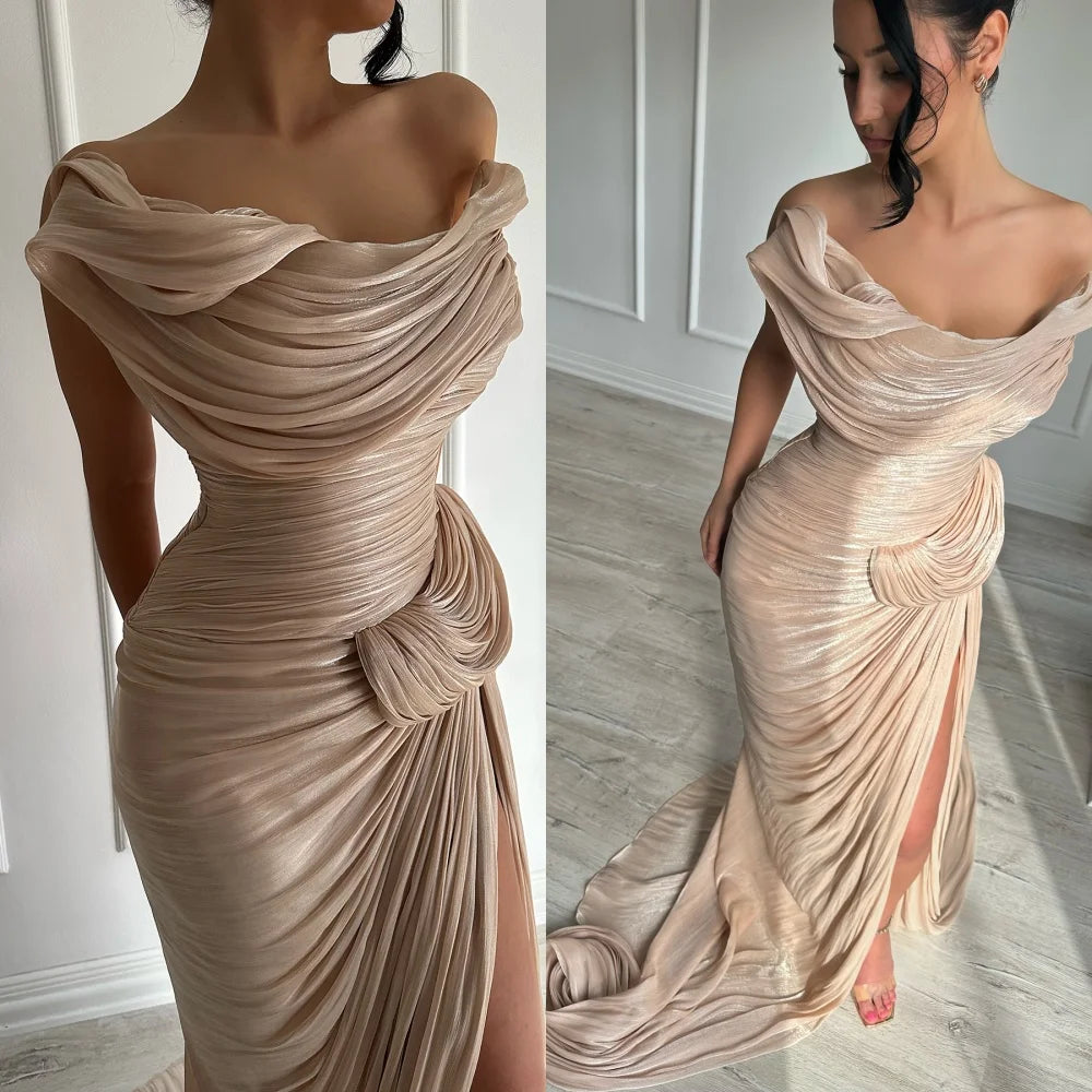 Sleeveless Evening Dress High Quality Satin Prom Dresses Temperament