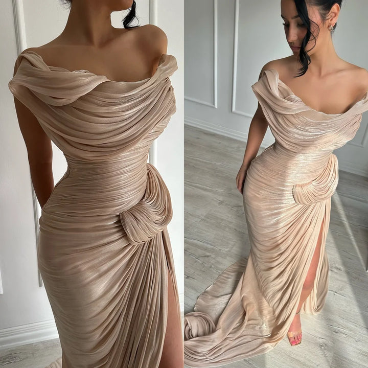 Sleeveless Evening Dress High Quality Satin Prom Dresses Temperament