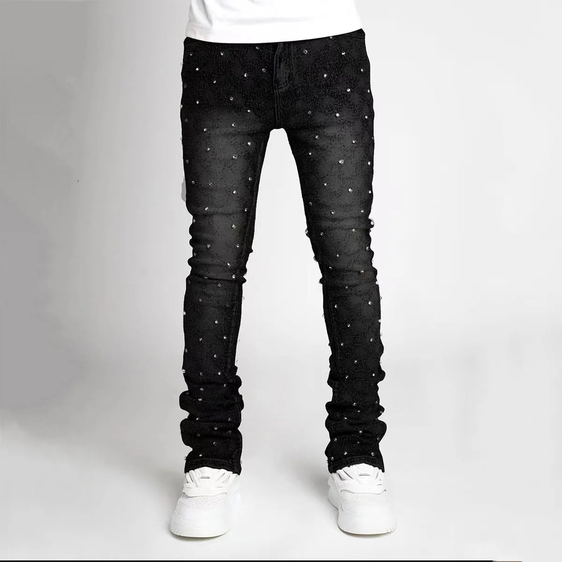 Designer Pearls Skinny Jeans For Men 2025 New Fashion American And  European Street Denim Pants