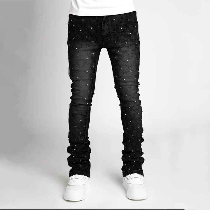 Designer Pearls Skinny Jeans For Men 2025 New Fashion American And  European Street Denim Pants