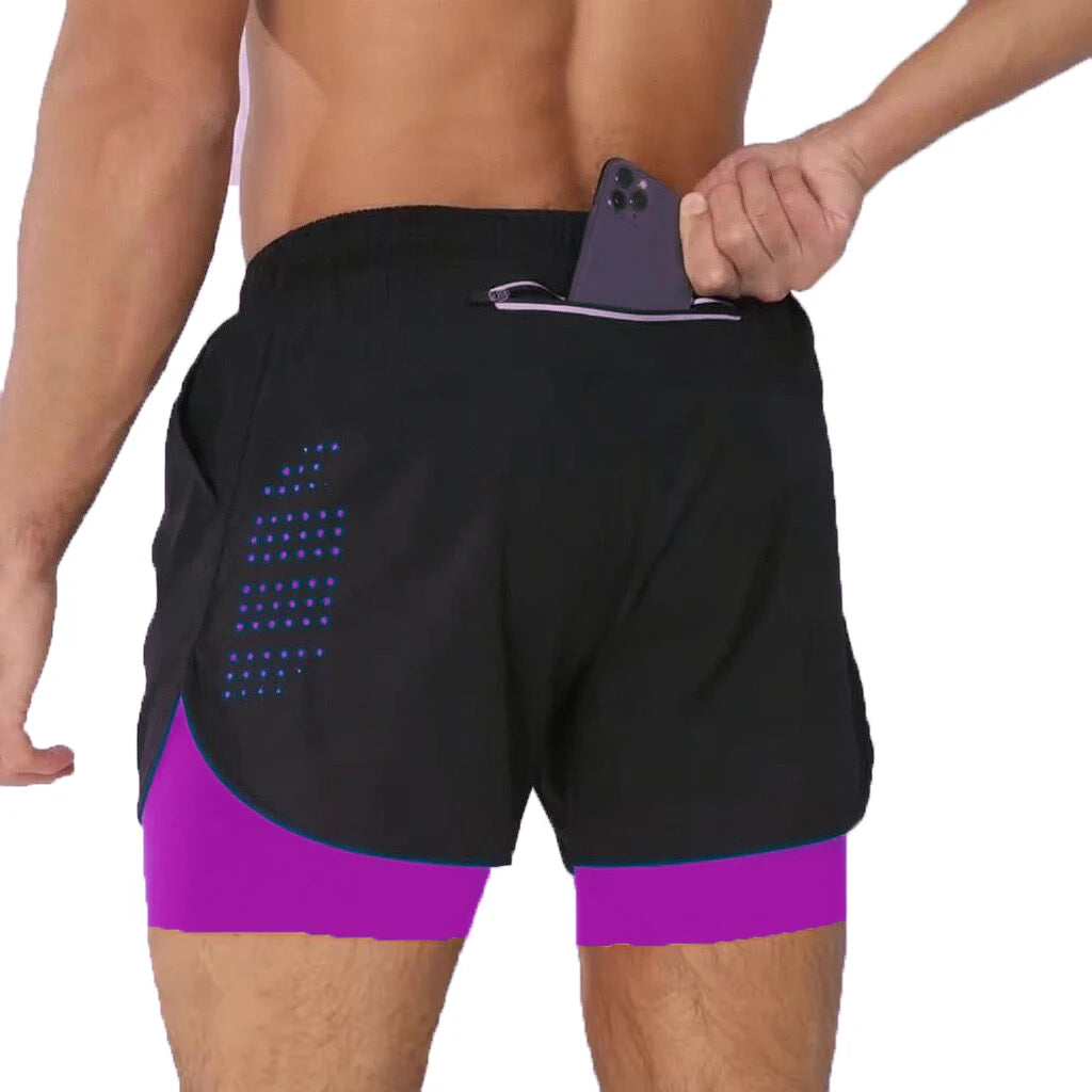 Men's Shorts Summer Sports  2 In 1 Workout Training Bodybuilding Fitness Gyms Men