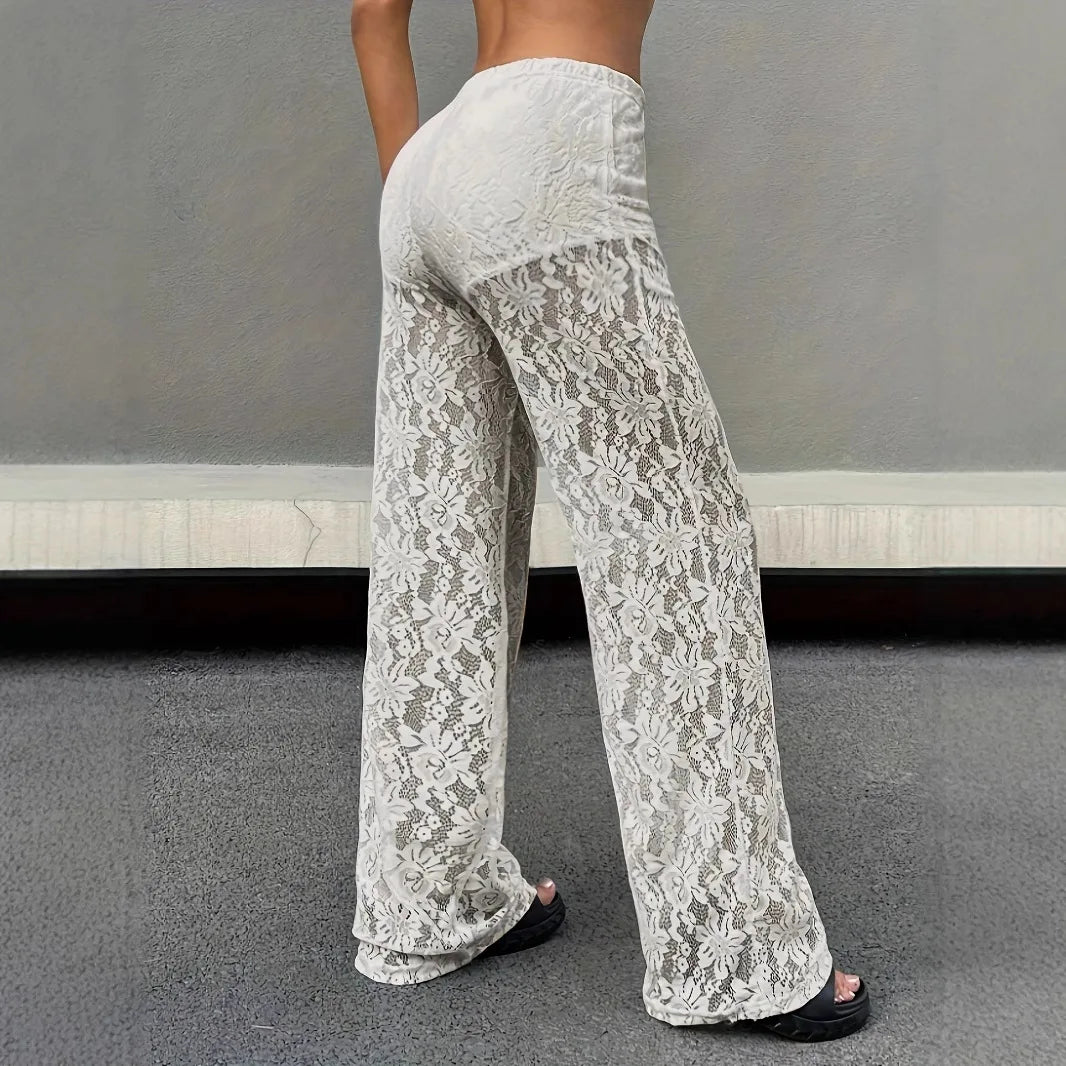 Transparent Straight Leg Casual Pants