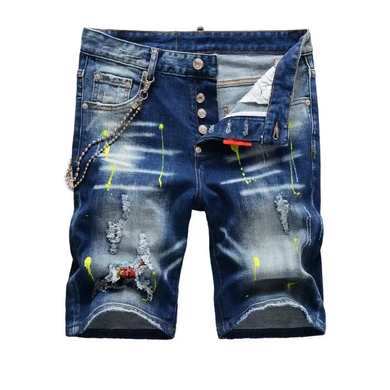New Summer Italian High Street Style Denim Jeans Shorts