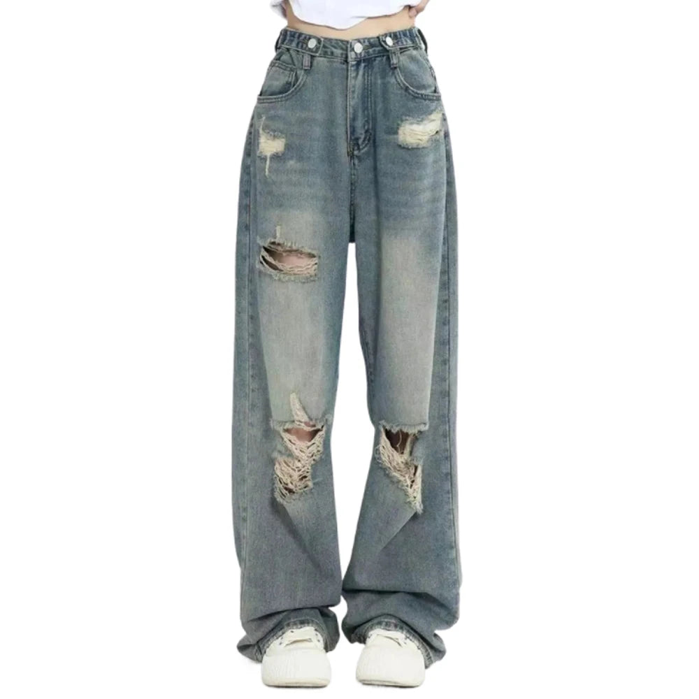 American Retro Design High-street Vibe Wide-legged Dragging Pants
