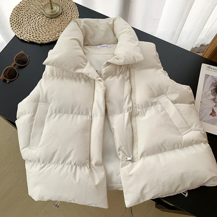 Elegant Down Coats Warm Outerwear Casual Sleeveless Jackets