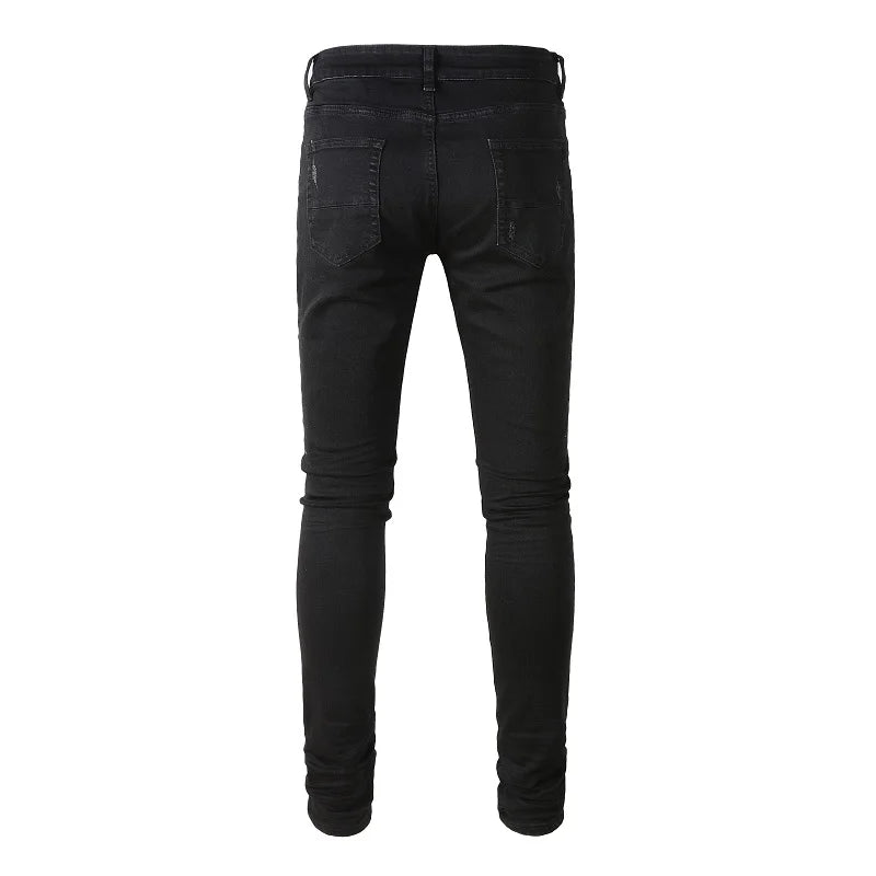 Men Classic Black Jeans Stretch Denim Skinny Pants Streetwear