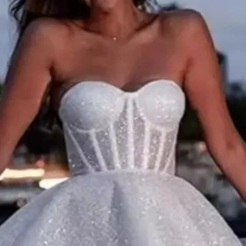Short Wedding Dresses Tulle Elegant Sweetheart Neckline Backless Sleeveless