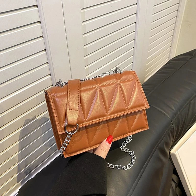 Designer Women Shoulder Bag PU Leather Handle Handbags Chain Strap Crossbody