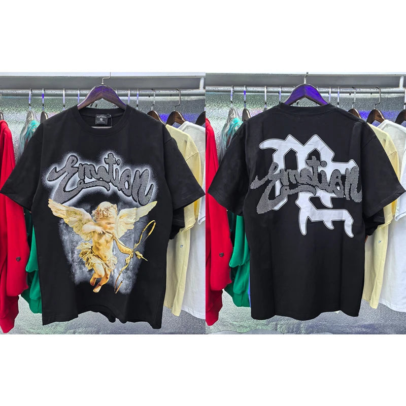 New Summer MIXED EMOTION T-Shirt Men's Streetwear Loose Oversized Top