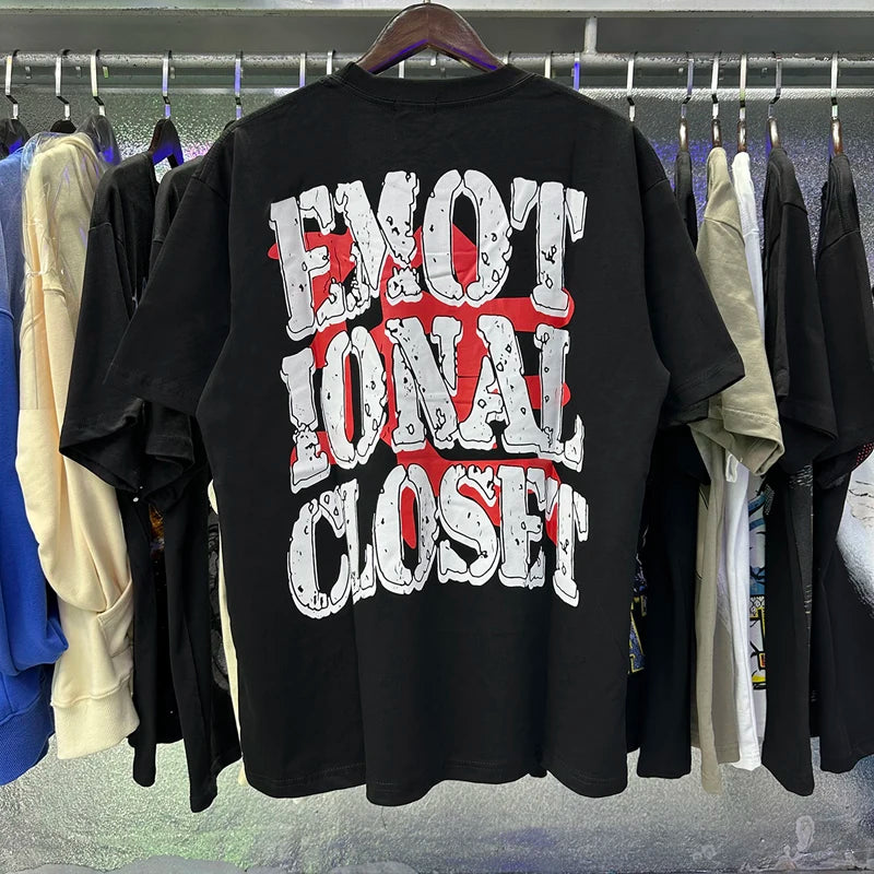 New Summer MIXED EMOTION T-Shirt Men's Streetwear Loose Oversized Top