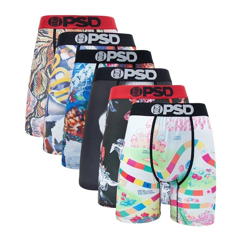 6Pcs PSD Fashion Printed Men Underwear Boxer