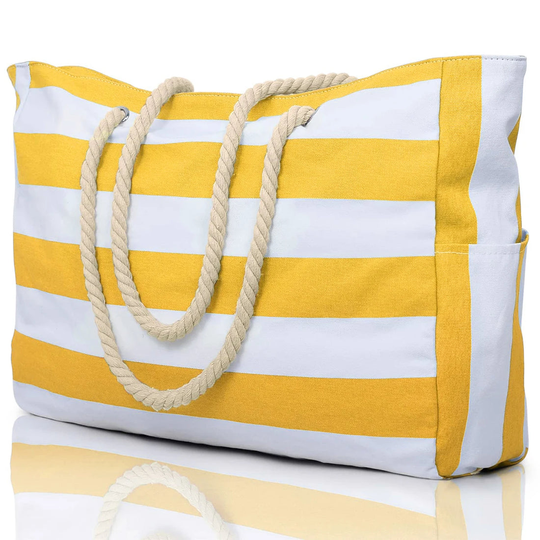 Striped zipper outer bag for outdoor travel and vacation waterproof resistant canvas