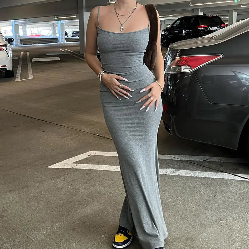 2025 Summer Dresses Sexy Spaghetti Strap Black Long Dress