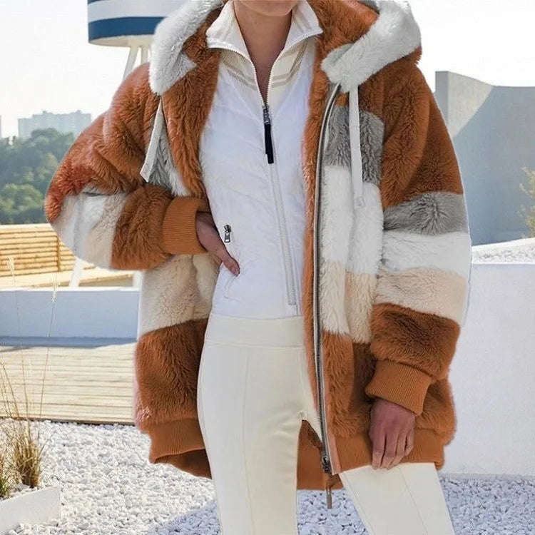 Oversized Jacket New Autumn Winter Warm Plush Pocket Hooded Streetwear