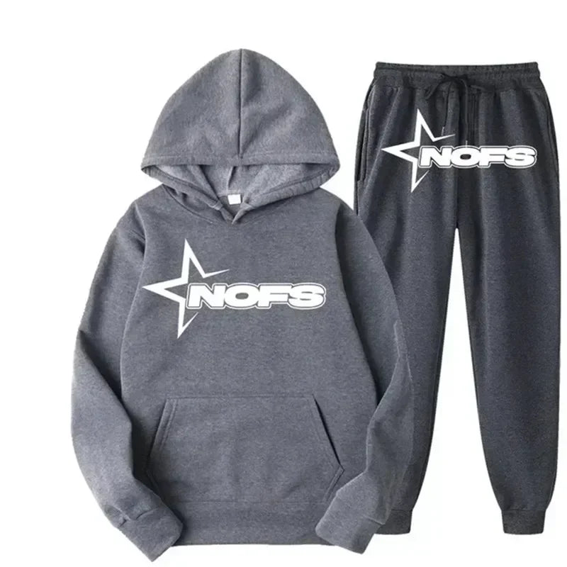 2025 men and women of the same fashion trend hoodie casual two-piece suit jacket