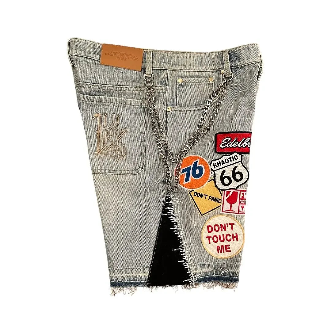 Hip hop cartoon graphics retro denim casual shorts street