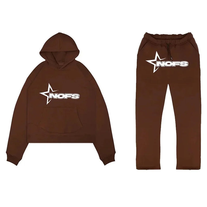 Fashionable Casual Gothic Punk Rock Streetwear Hoodie Set High Street Style Sweatshirt Outfit