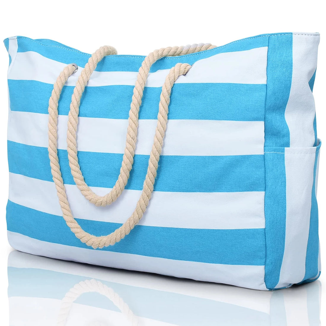 Striped zipper outer bag for outdoor travel and vacation waterproof resistant canvas