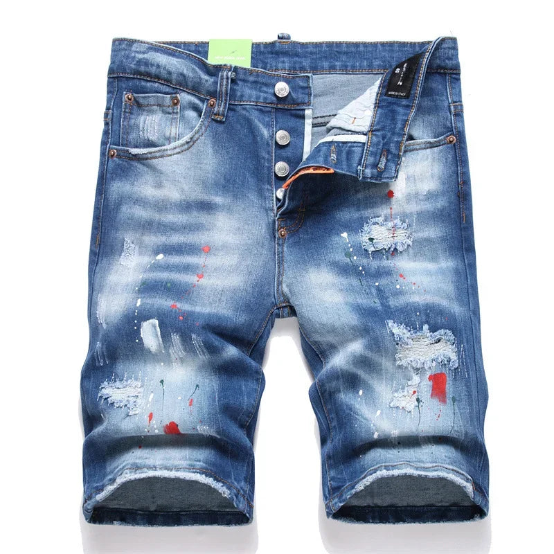 New Summer Italian High Street Style Denim Jeans Shorts