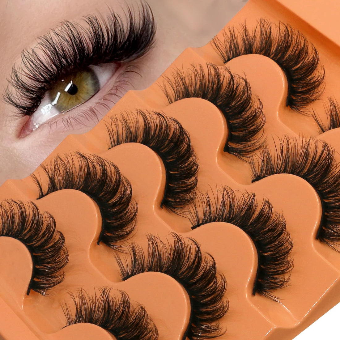 GROINNEYA Strip Lashes Extensions Thick Soft Curly Lashes Makeup