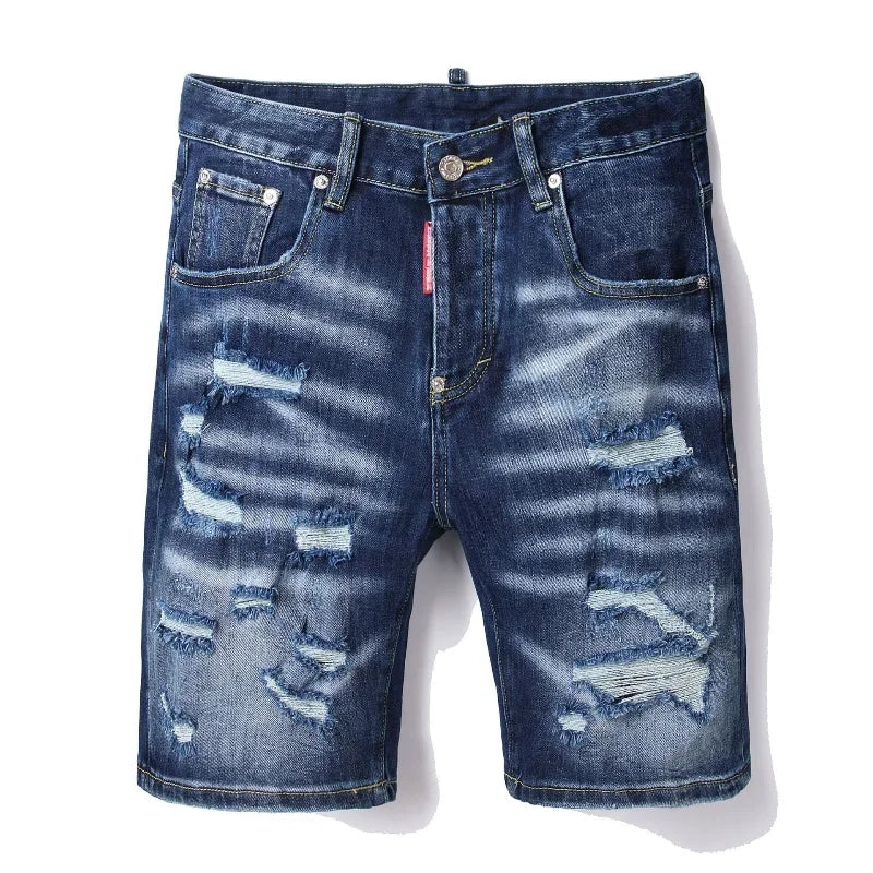 New Summer Italian High Street Style Denim Jeans Shorts