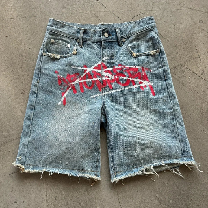 Denim Shorts Men Trend Retro Hip Hop Streetwear Pants