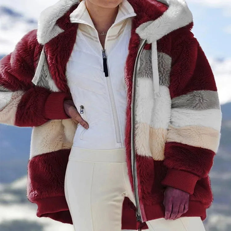 Oversized Jacket New Autumn Winter Warm Plush Pocket Hooded Streetwear
