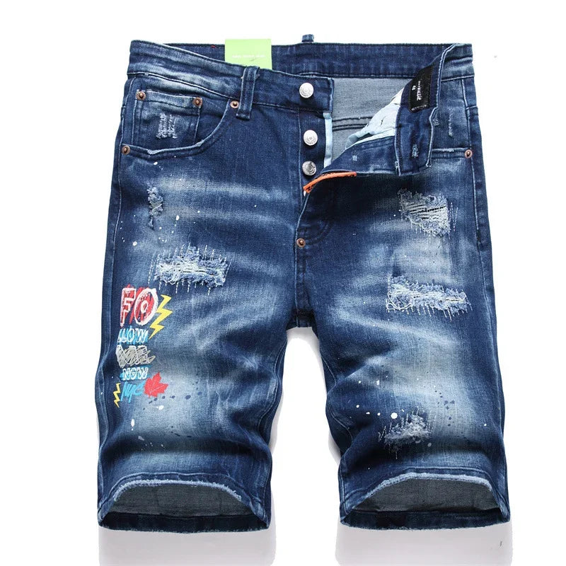 New Summer Italian High Street Style Denim Jeans Shorts