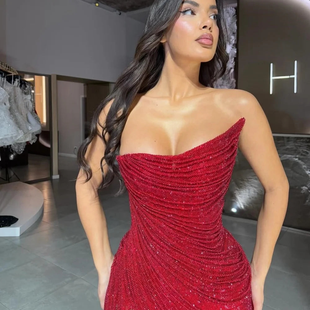 Strapless Backless Party Dresses Floor-Length Prom Dress 2025