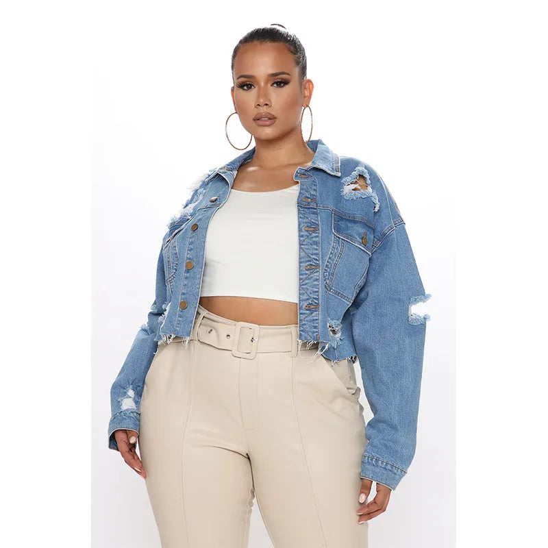 New Fashionable Long-sleeved Denim Jacket for Women