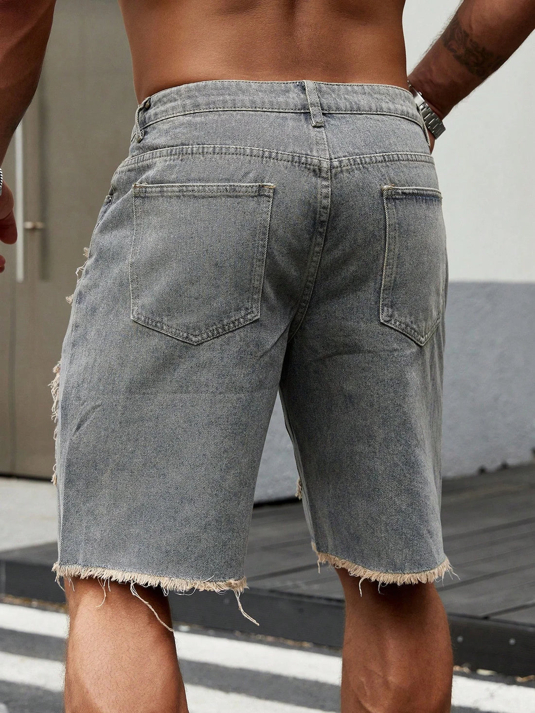 Summer New Men's Fashion Stretch Denim Shorts Retro High Street Style