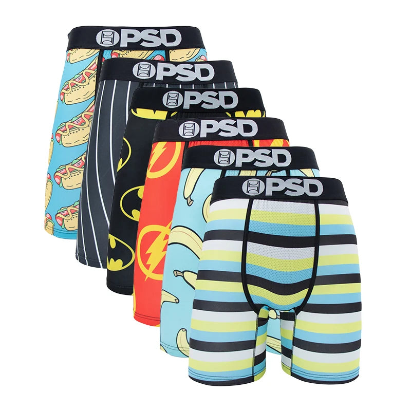 6Pcs PSD Fashion Printed Men Underwear Boxer