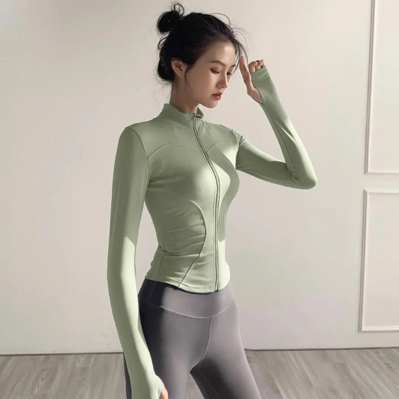 Women's Jacket Sport Coat Tight Yoga Wear Long Sleeve