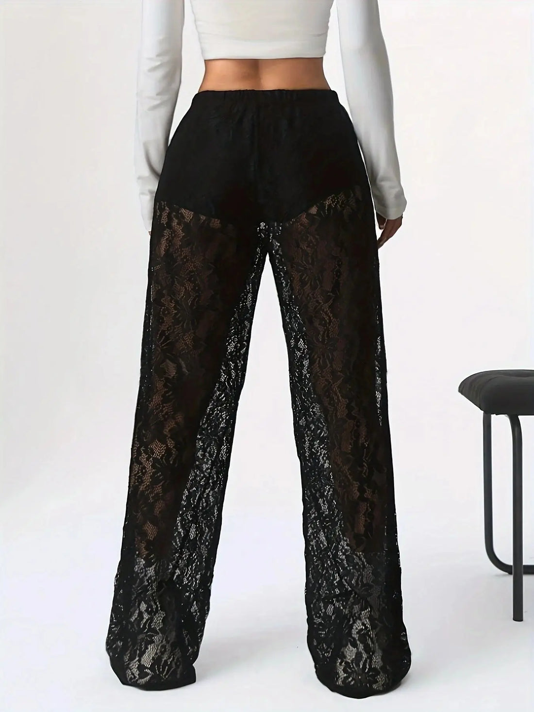 Transparent Straight Leg Casual Pants