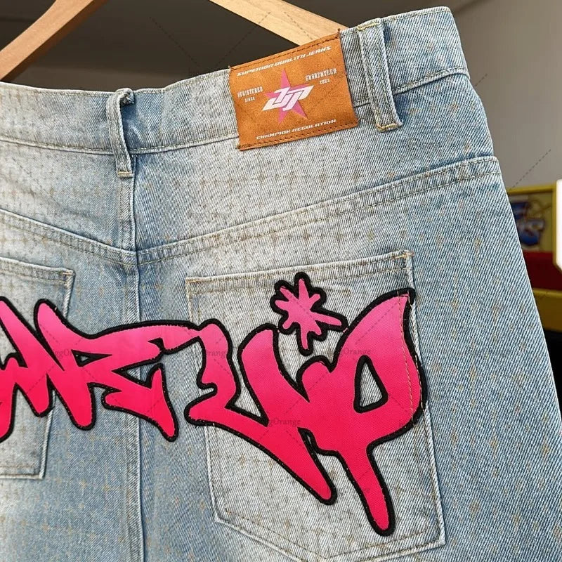 Hip-hop  Casual Loose Jeans Men High Street Fashion American Retro