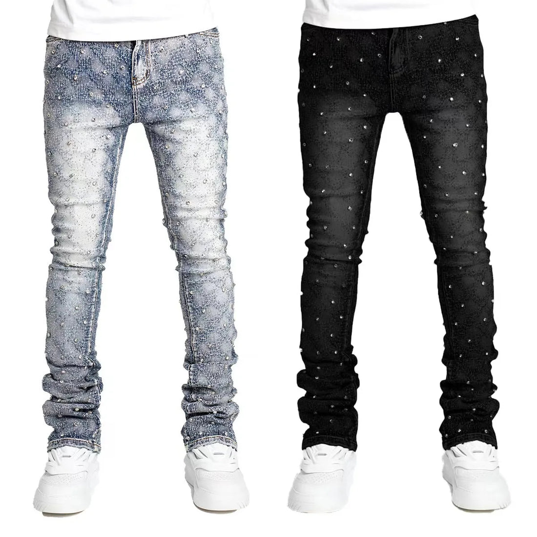 Designer Pearls Skinny Jeans For Men 2025 New Fashion American And  European Street Denim Pants