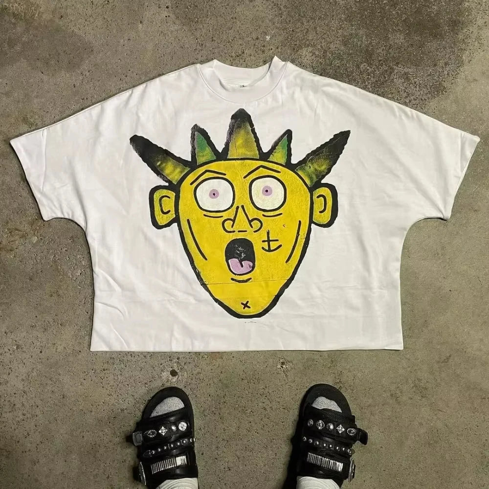 2025 High Street Top Cartoon Devil T-Shirt Oversize Gothic Streetwear