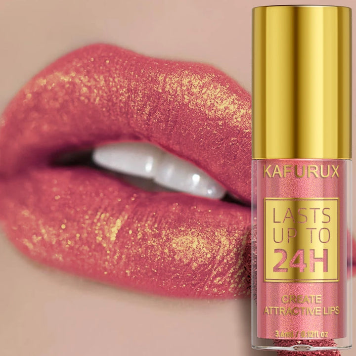 Glitter Metallic Lip Glaze Shiny Long Lasting Lip Gloss Waterproof