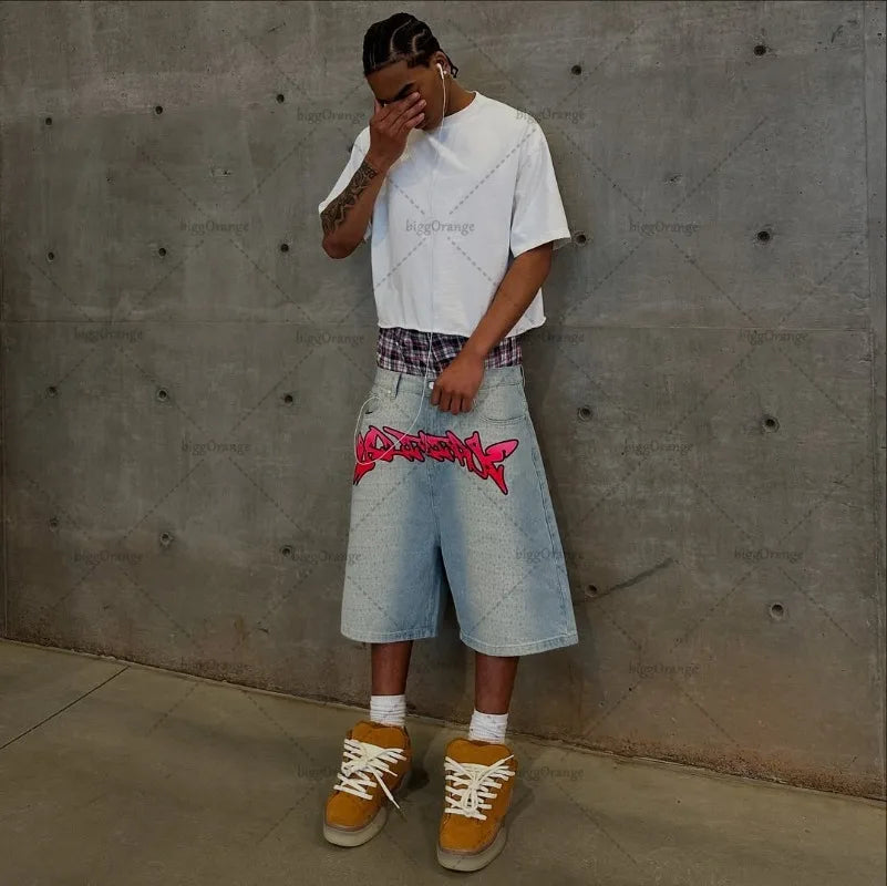 Hip-hop  Casual Loose Jeans Men High Street Fashion American Retro