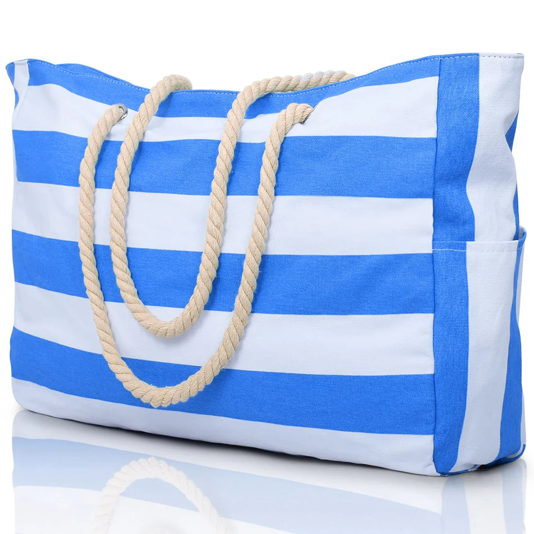 Striped zipper outer bag for outdoor travel and vacation waterproof resistant canvas