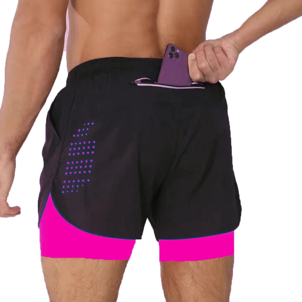 Men's Shorts Summer Sports  2 In 1 Workout Training Bodybuilding Fitness Gyms Men