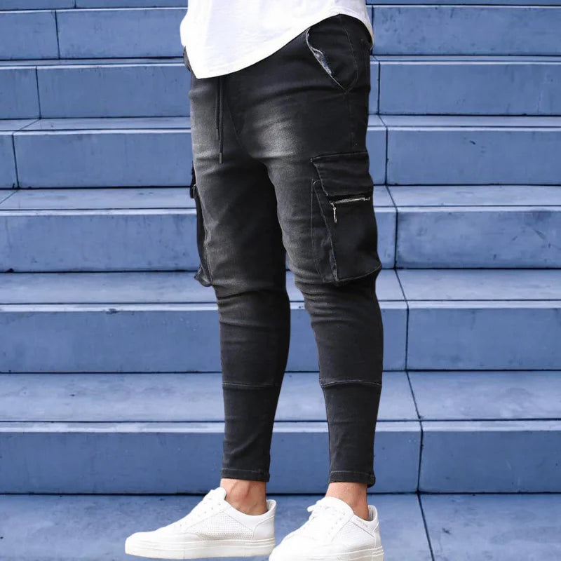Stretch Jeans Denim Pants Elastic Jogging Trousers For Men