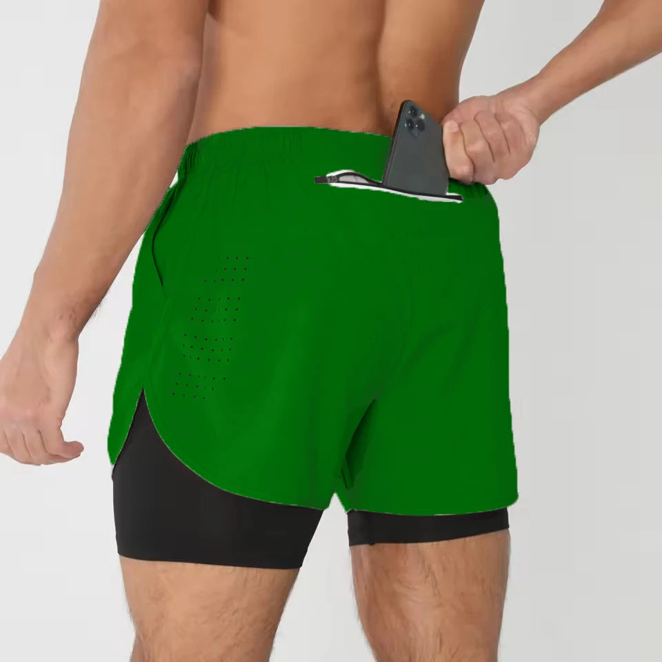 Men's Shorts Summer Sports  2 In 1 Workout Training Bodybuilding Fitness Gyms Men