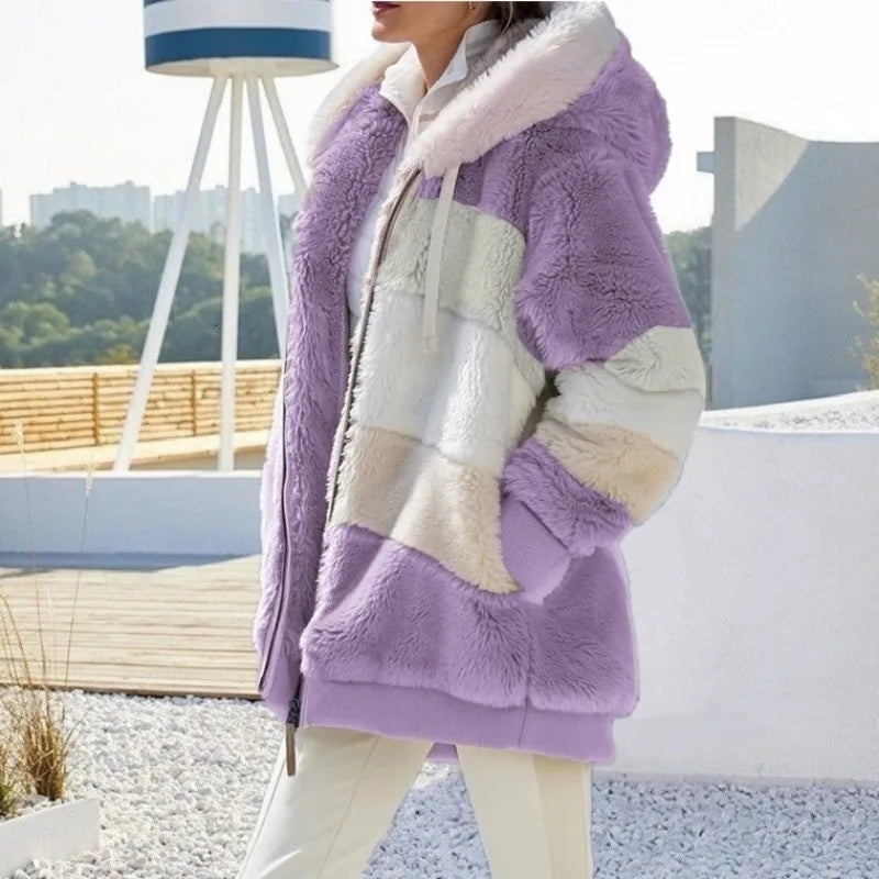 Oversized Jacket New Autumn Winter Warm Plush Pocket Hooded Streetwear