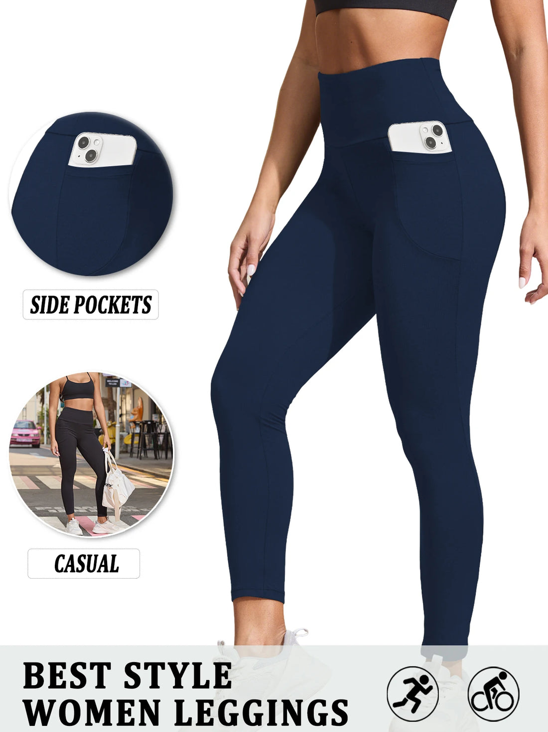 Super Soft Sports Leggings With Pockets Workout Yoga Running Push Up Gym Fitness