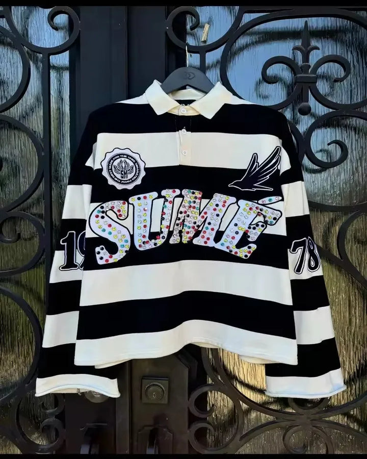 Hip Hop  Retro Hot Diamond Oversized Sweatshirt