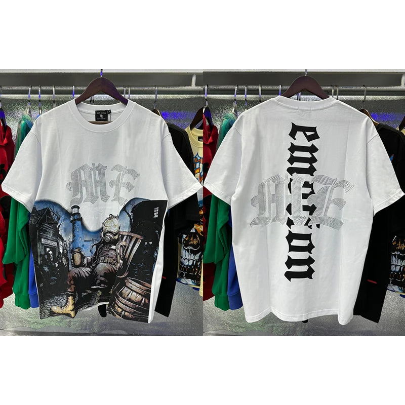 New Summer MIXED EMOTION T-Shirt Men's Streetwear Loose Oversized Top